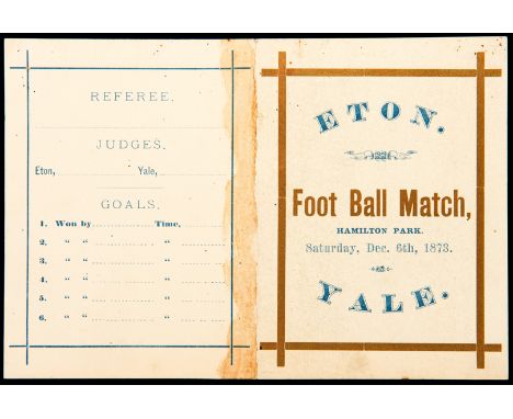 THE OLDEST KNOWN SURVIVING 11-A-SIDE FOOTBALL MATCH PROGRAMME AND FOR THE WORLD'S FIRST EVER OVERSEAS INTERNATIONAL FOOTBALL 