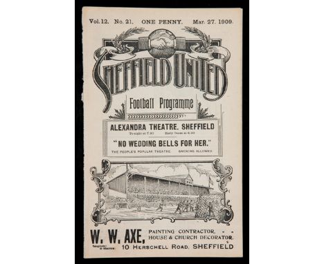 F.A. Cup semi-final programme Manchester United v Newcastle United played at Bramall Lane 27th March 1909,Vol.12 No.21 of the