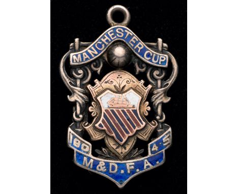 Charlie Roberts Manchester United captain: a Manchester Senior Cup runners-up medal 1904-05,9ct. gold mounted silver & enamel