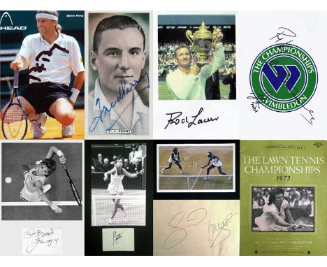 Autographs of Wimbledon Tennis Champions (1930-2000s),i) Fred Perry signed 1930s Ardath cigarette card + Wimbledon memorabili