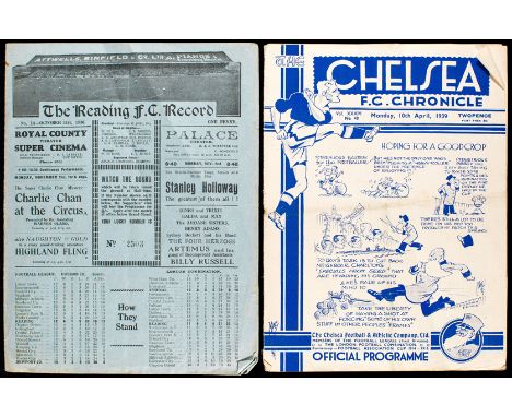 Reading v Newport County programme 31st October 1936,sold together with Chelsea v Charlton programme 10th April 1939 (2)