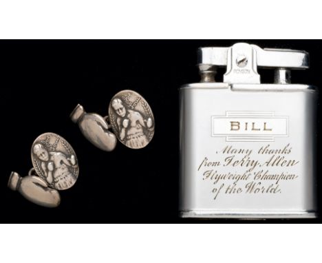 Ronson cigarette lighter originally presented by Terry Allen when reigning Flyweight Champion Boxer of the World,engraved ins