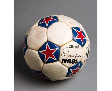 The match ball from the final career game of football legend Pele, the "Farewell Match" between Cosmos and FC Santos of Brazi