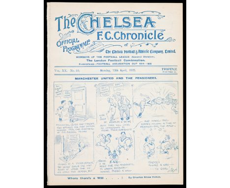 Chelsea v Manchester United programme 13th April 1925,ex-bound volume