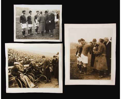 Three original photographs of HM King George V attending the Chelsea v Tottenham Hotspur football match at Stamford Bridge 16