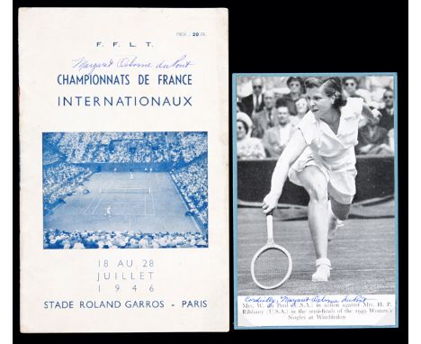 1946 French Open Lawn Tennis Championship programme signed by Margaret Osborne DuPont,quarter-finals day, signed in ink to th
