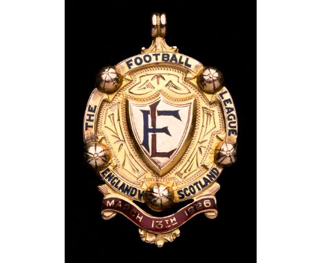 9ct. gold & enamel Football League representative medal 1925-26,inscribed THE FOOTBALL LEAGUE, ENGLAND v SCOTLAND, MARCH 13th