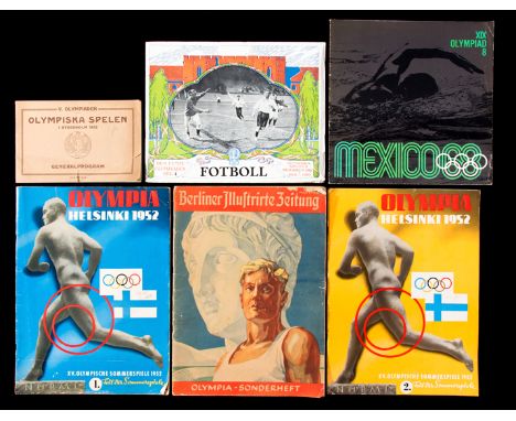 A collection of books and magazines pertaining to the Winter and Summer Olympics 1912-1972,includes 1912 programme plus picto