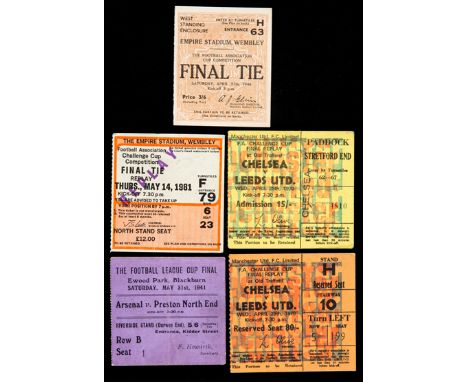 F.A. Cup Final ticket collection,wartime for Arsenal v Preston N.E. at Ewood Park 31.5.41, then an unbroken run for 1946 to 1