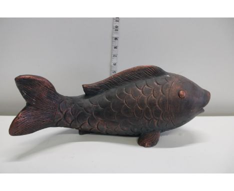 A bronzed ceramic carp studyLength 42cm 
