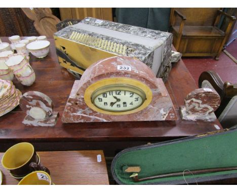 Art Deco marble clock garniture