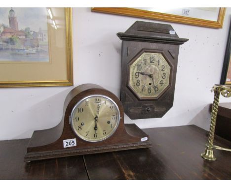 Oak mantle clock and wall clock