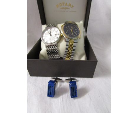 2 Gents watches, to include rotary & a pair of cufflinks