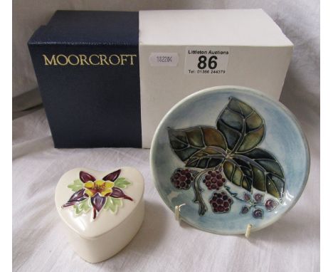 Moorcroft - Bramble pin tray (Sally Tiffin) & Columbine trinket box