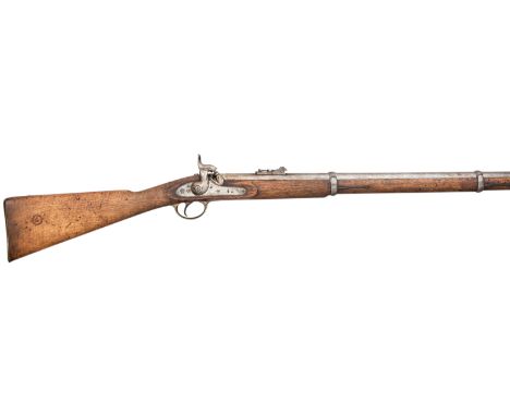 [AP] A .577 CALIBRE 1853 PATTERN SECOND MODEL ENFIELD THREE BAND RIFLED MUSKET, DATED 1856 of regulation type, with sighted b
