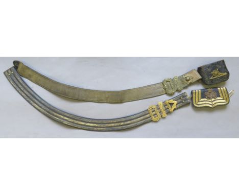 [AP] OFFICERS~ POUCH BELTS OF THE ROYAL ARTILLERY AND THE ROYAL ARMY MEDICAL CORPS the first with gold |Broken Bias| lace on 