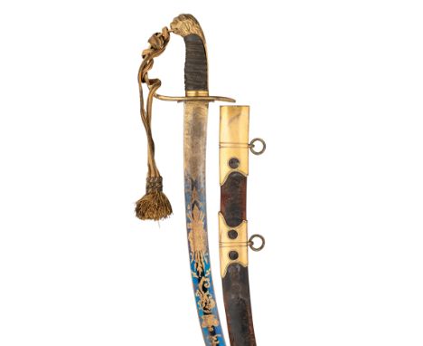 [AP] AN 1803 PATTERN INFANTRY OFFICER~S SWORD of regulation type, with curved fuller blade double-edged towards the point, et