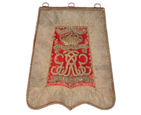 A GEORGIAN SABRETACHE OF THE 15TH HUSSARS by Hawkes Moseley &amp; Co., Piccadilly, with red leather pocket and large flap fac