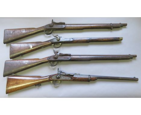 [AP] FOUR .577 CALIBRE BREECH-LOADING PERCUSSION SNIDER-ENFIELD CARBINES, THE FIRST DATED 1871 of regulation type, the first 