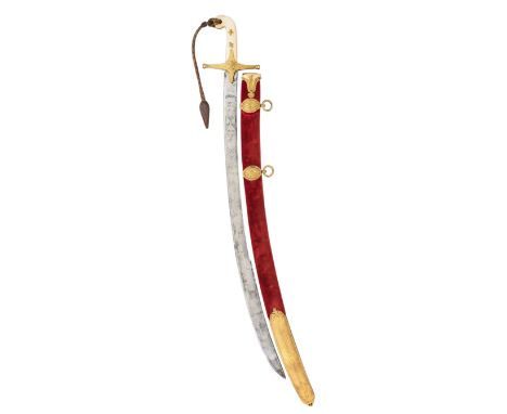 ˜[AP] AN 1822 PATTERN IX LANCERS OFFICER~S SWORD of regulation type, with curved blade formed with a spear point, etched with