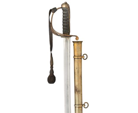 [AP] AN 1822 PATTERN STAFF OR GENERAL OFFICER~S SWORD with pipe-backed blade double-edged towards the point, gilt-brass ~goth