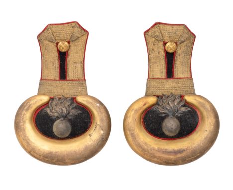[AP] A VICTORIAN ROYAL ENGINEERS OFFICER~S UNDRESS SCALES with gilt crescents containing white metal grenades, gold lace stra