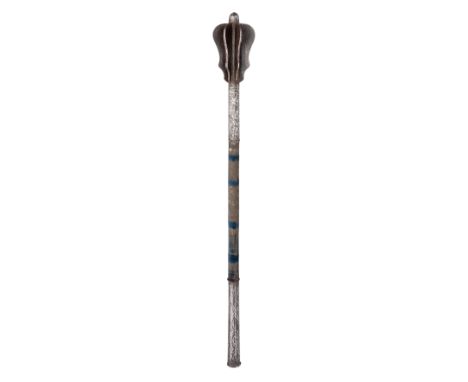 AN OTTOMAN MACE (GORZ), LATE 18TH/EARLY 19TH CENTURYwith bulbous iron head formed of six shaped iron flanges with a domed iro
