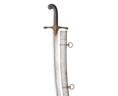 [AP] A LANCER OFFICER~S SWORD WITH MAMELUKE HILT, SECOND QUARTER OF THE 19TH CENTURY with curved fullered blade with clipped-