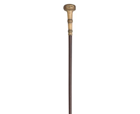 [AP] A RARE CONSTABLES STAFF DATED 1711 with bulbous brass head engraved ~Constabularus Burgi de Westbury Anno Dom.~ enclosin
