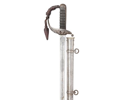 [AP] AN EDWARD VII 1887 PATTERN HEAVY CAVALRY OFFICER~S SWORD BY WILKINSON, NO. 39354 FOR 1902 of regulation type, with etche