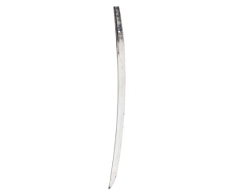 A SLIM WAKIZASHI IN SHIRA-SAYAHamon (tempering pattern): appears to be ko-mokume (small wood grain like pattern), but all oth