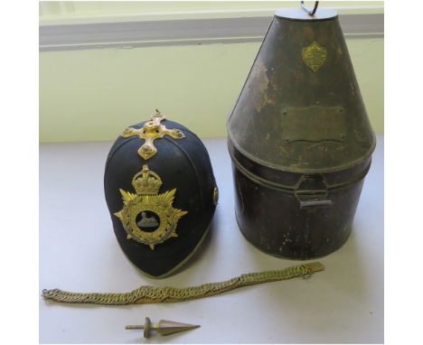 [AP] AN OFFICER~S HELMET OF THE PRINCE OF WALES~S VOLUNTEERS, CIRCA 1902-14 by Flight, complete with spike and base, rosettes