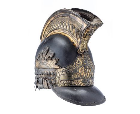 A GEORGIAN OFFICER~S HELMET OF THE 4TH OR QUEEN~S OWN DRAGOONS A rare and important example of the 1812 Pattern dragoon helme