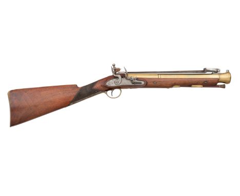 ‡ A FLINTLOCK BLUNDERBUSS SIGNED A. &amp; E. WESTON, BIRMINGHAM PROOF MARKS, CIRCA 1820 with brass barrel formed in two stage