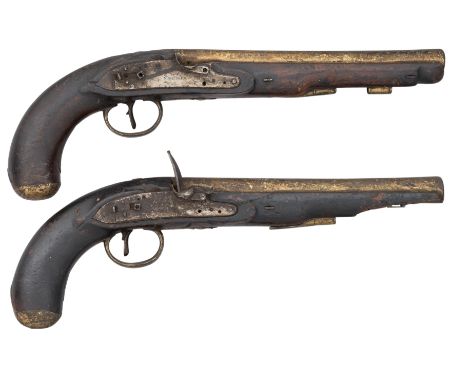 [AP] TWO 18 BORE FLINTLOCK MAIL COACH PISTOLS BY H.W.MORTIMER, LONDON, GUNMAKERS TO HIS MAJESTY, NOS. 95 &amp; 112, CIRCA 181