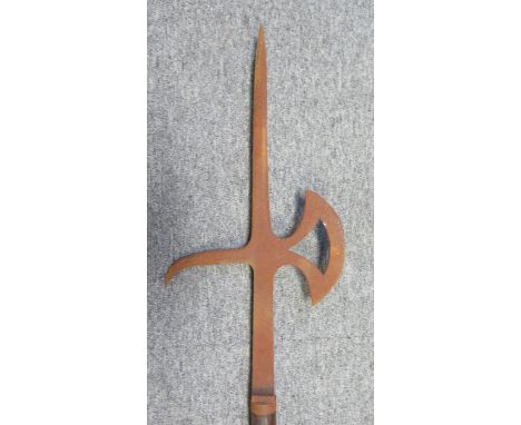 A HALBERD IN NORTH EUROPEAN 17TH CENTURY STYLE, 20TH CENTURY with straight terminal spike, pierced axe-blade, long rear fluke
