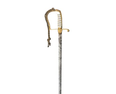 ˜[AP] TWO NAVAL OFFICER~S SWORDS, CIRCA 1805 the first with straight lightweight blade of flattened-diamond section retaining