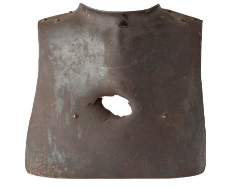 [AP] A GERMAN BREASTPLATE (SAPPENPANZER), CIRCA 1917 of regulation type, formed of a main plate with up-turned rim at the nec