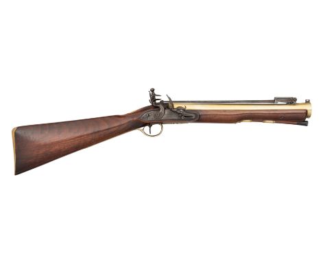 ‡ A FLINTLOCK BLUNDERBUSS BY W. PARKER, LONDON, CIRCA 1790 with strongly swamped brass barrel flaring over the forward sectio