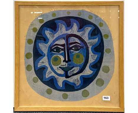 A interesting framed lithograph, unsigned, frame size 56 x 55cm.