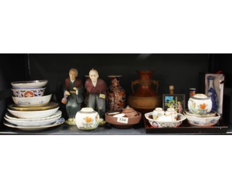 A quantity of Japanese and other oriental ceramic items, tallest 22cm.