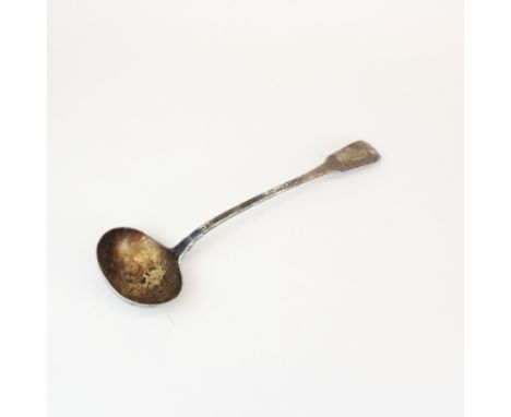 A Georgian hallmarked silver soup ladle, L. 34cm.&nbsp;Approx Weight - 248g.