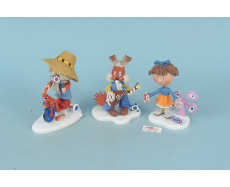 Three Robert Harrop Designs, 'The Magic Roundabout' figures, 'Florence MR02', 'Dylan MR06' and 'Mr MacHenry MR08' (as found h