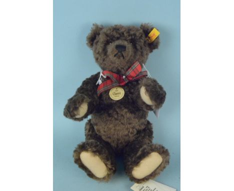 A Steiff Classic 1920 style mohair growler bear with button in ear and labels