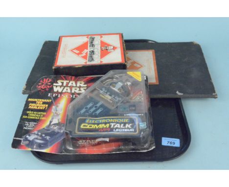 A vintage Monopoly game with board plus a packaged Star Wars Episode 1 Electronique CommTalk Lecteur