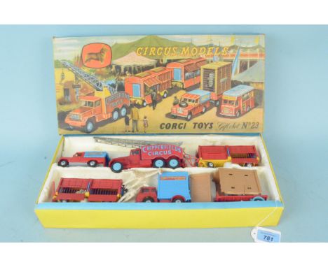 A boxed vintage Corgi Major Toys Chipperfields Circus Gift Set, No.23, appears complete including animals, play worn in place