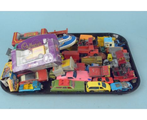 Mixed vintage vehicles including Matchbox, Corgi etc (all playworn)