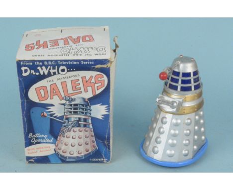 A boxed c1965 Louis Marx &amp; Company 'The Mysterious Dalek' silver finish Dalek in original box dated 1964 for the series (