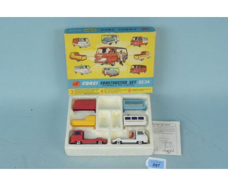 A boxed vintage Corgi Constructor Set GS/24 No.24, two vehicle bodies and accessories (missing small items from middle of box