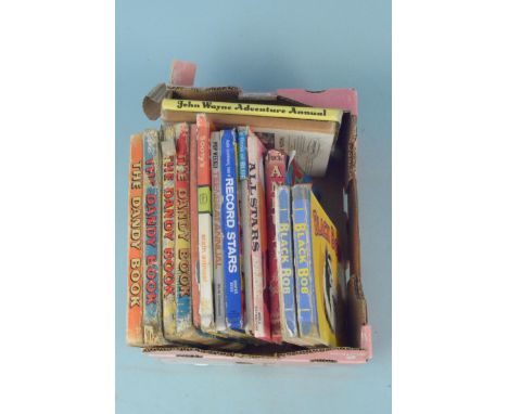 A selection of vintage annuals including two 'Black Bob the Dandy Wonder Dog' 1954, Chicks Own, various Dandy, Tucks annual, 